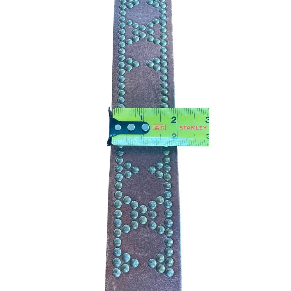 Banana Republic Brown Leather Studded Belt Brass Buckle Wide Boho Medium Y2K